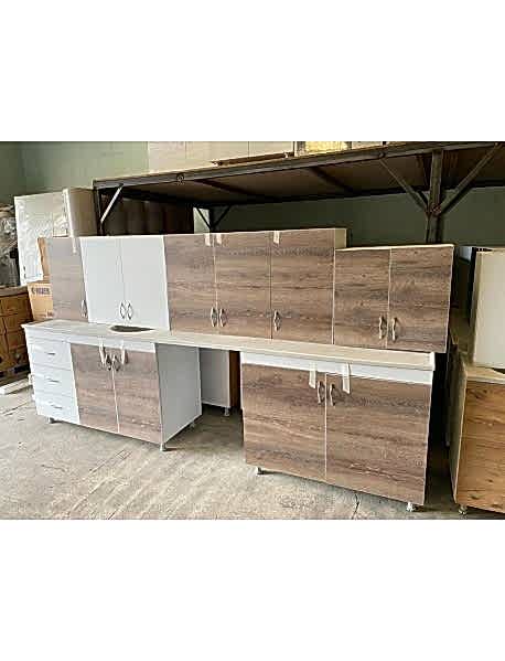 3 Metre Hazır Mutfak Dolabı + Mermerit Tezgah